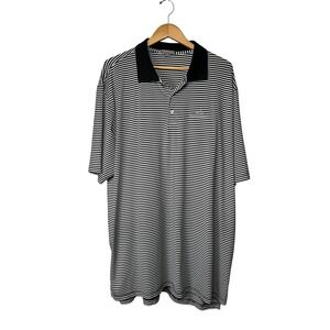 Peter Millar Mens Summer Comfort Polo Shirt Size 3XL Black White Stripe Golf